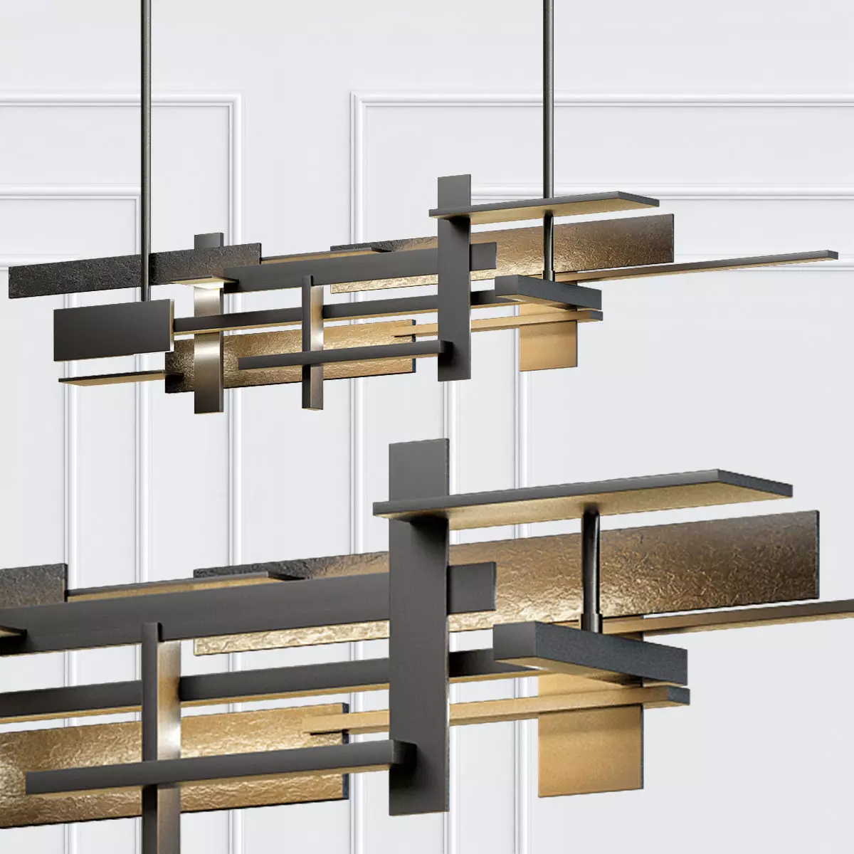 Contemporary wooden beam hanging from ceiling 3D model