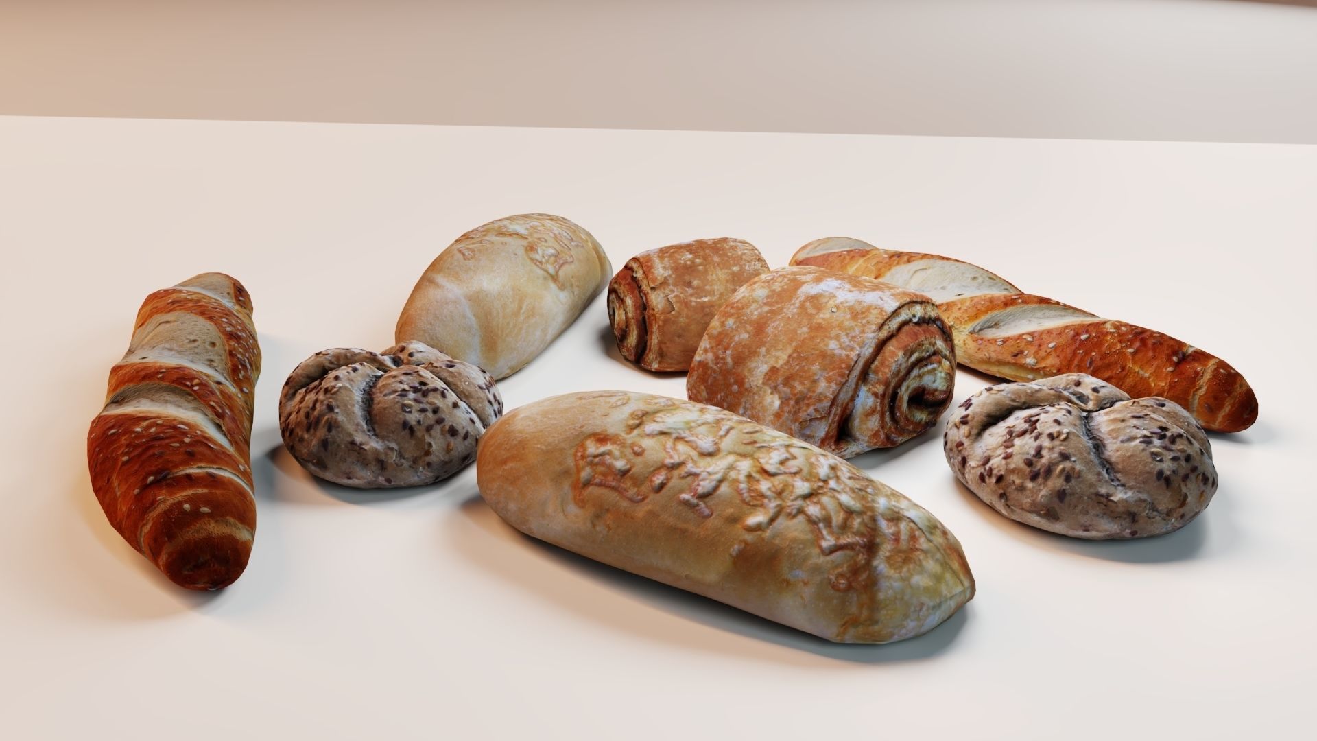 PBR Bakery Pastries Low-poly 3D model_4