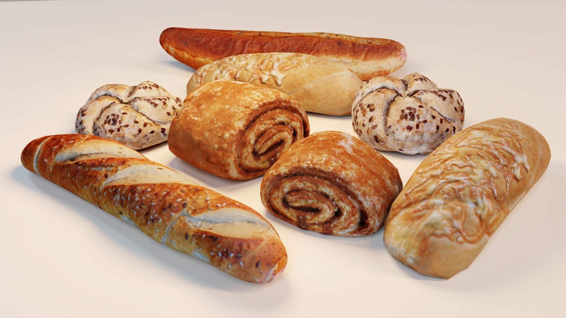 PBR Bakery Pastries Low-poly 3D model_6