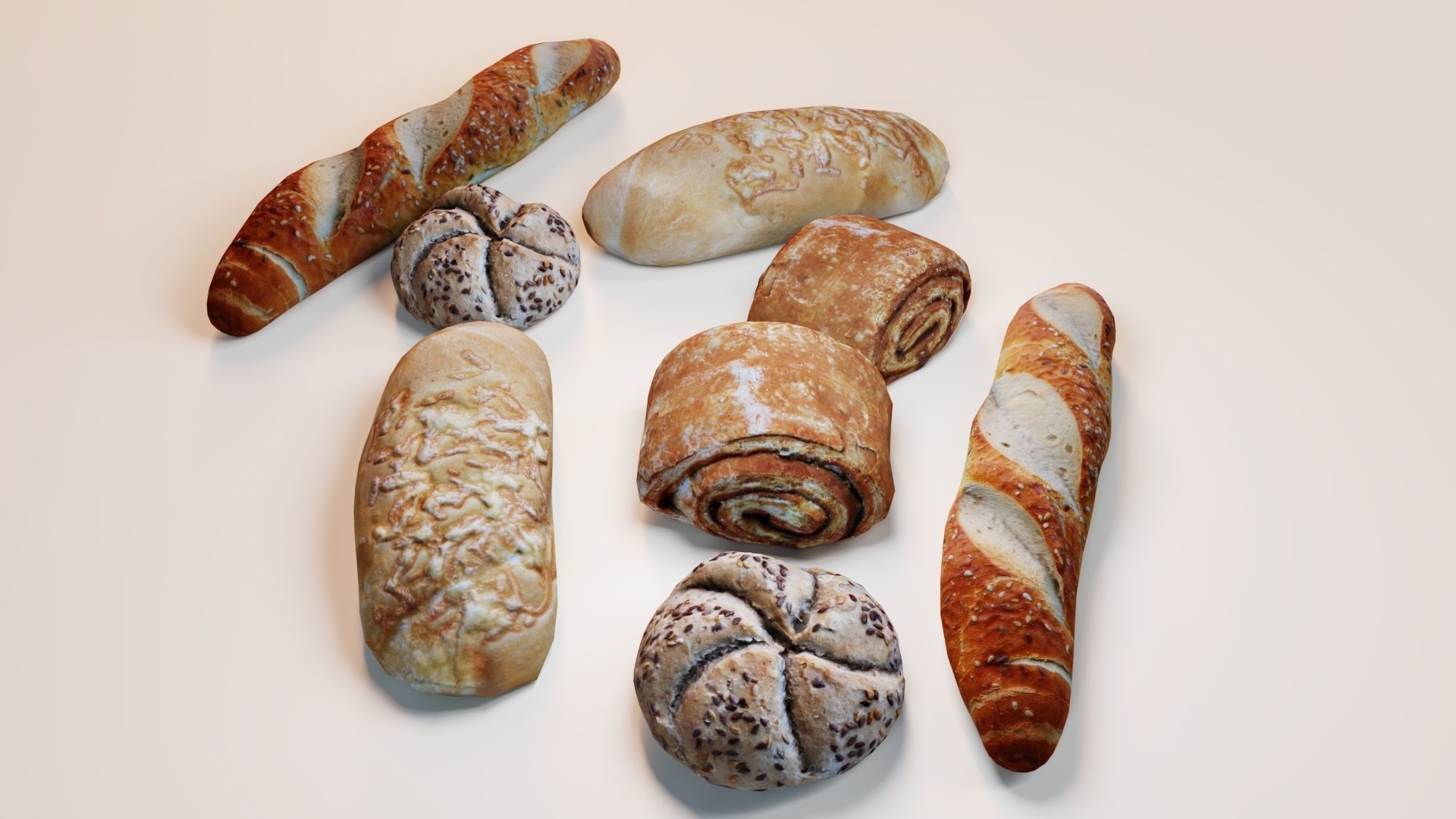 PBR Bakery Pastries Low-poly 3D model_5