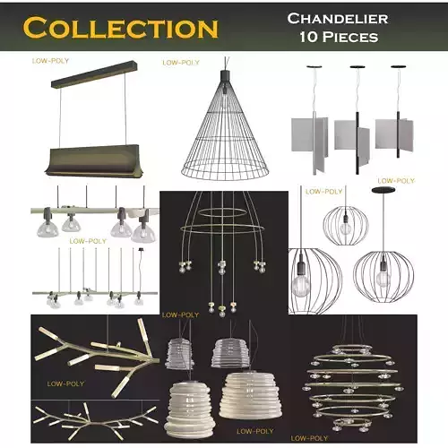 Chandelier collection low poly 3d model pendant light Low-poly 3D model