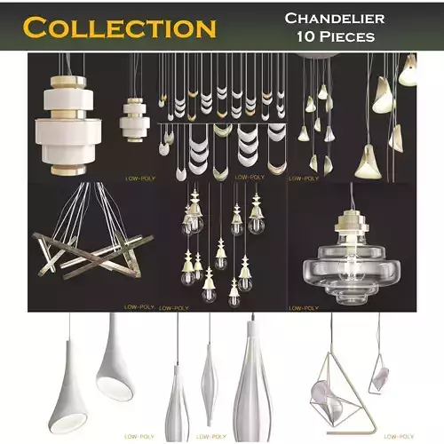 Chandelier collection low poly 3d model glass pendant light Low-poly 3D model