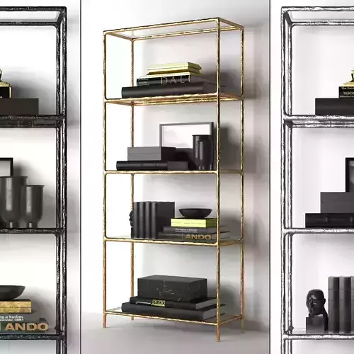 THADDEUS FORGED BRASS  GLASS OPEN SHELVING 3D model