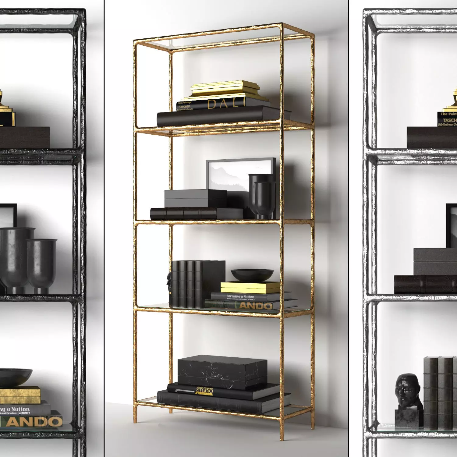 THADDEUS FORGED BRASS  GLASS OPEN SHELVING 3D model_0