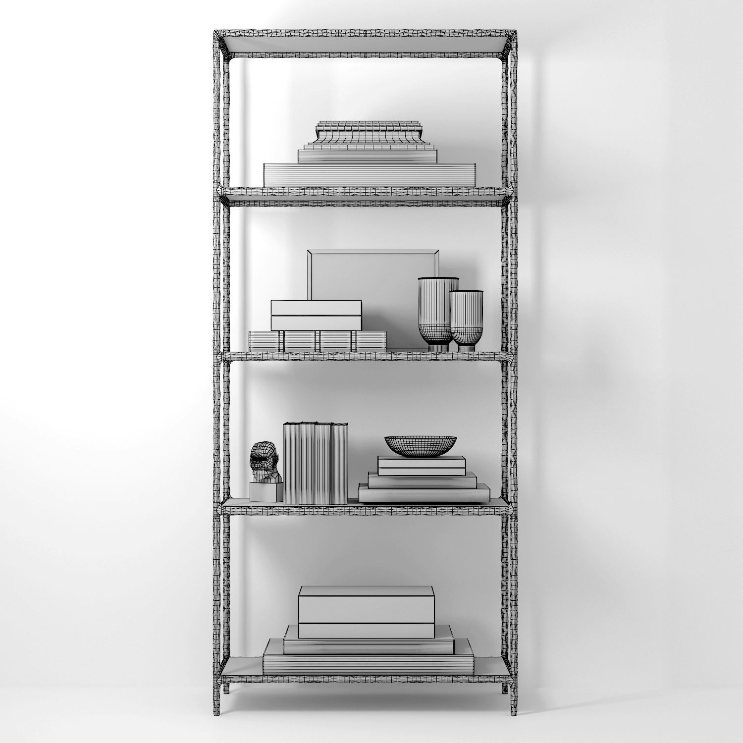 THADDEUS FORGED BRASS  GLASS OPEN SHELVING 3D model_8