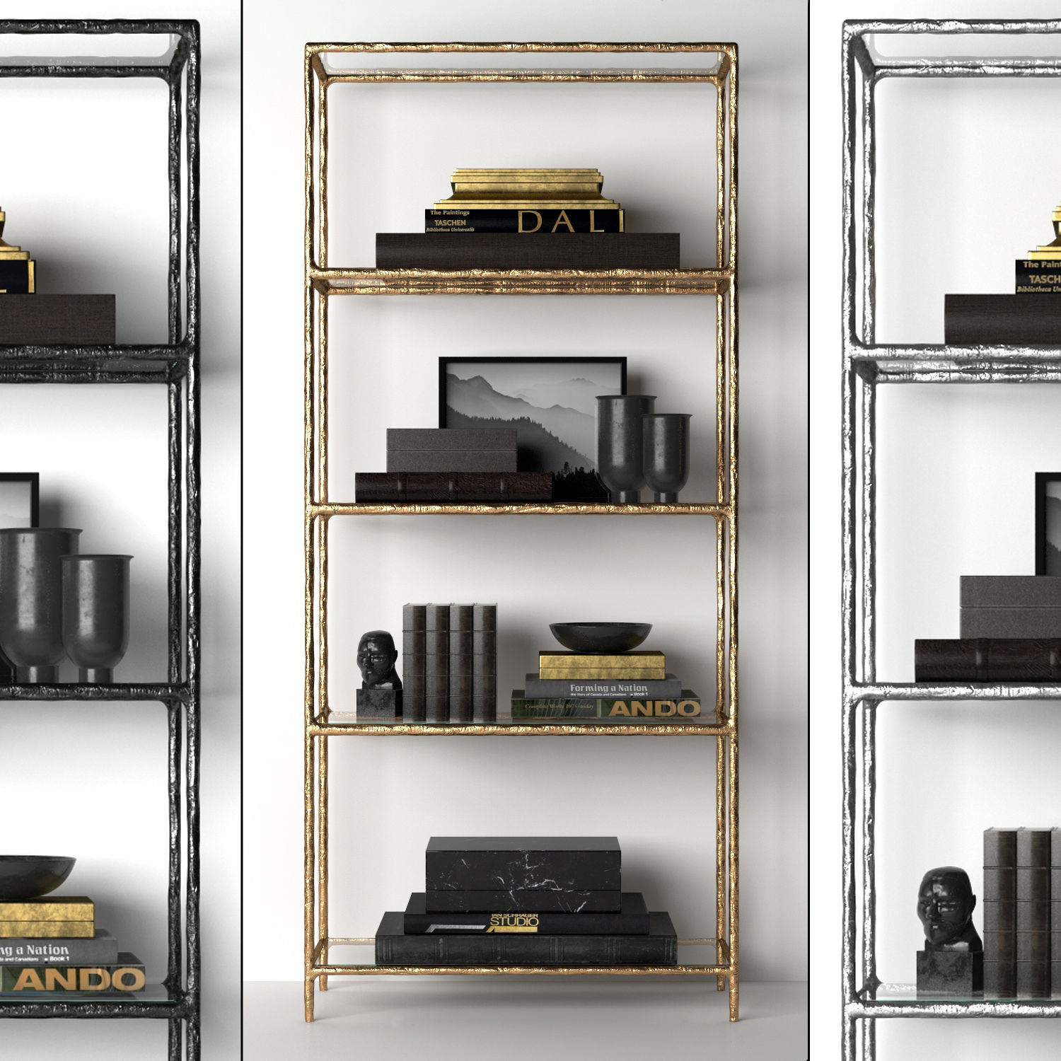 THADDEUS FORGED BRASS  GLASS OPEN SHELVING 3D model_1