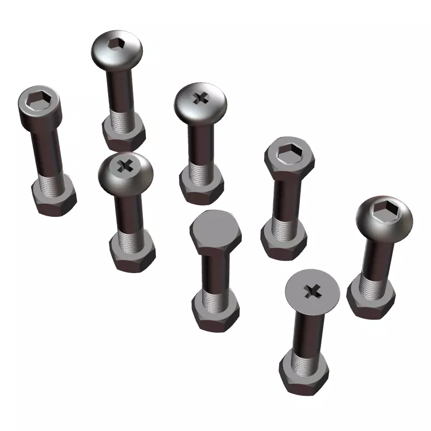 8 Bolts Pack 3D print model_0