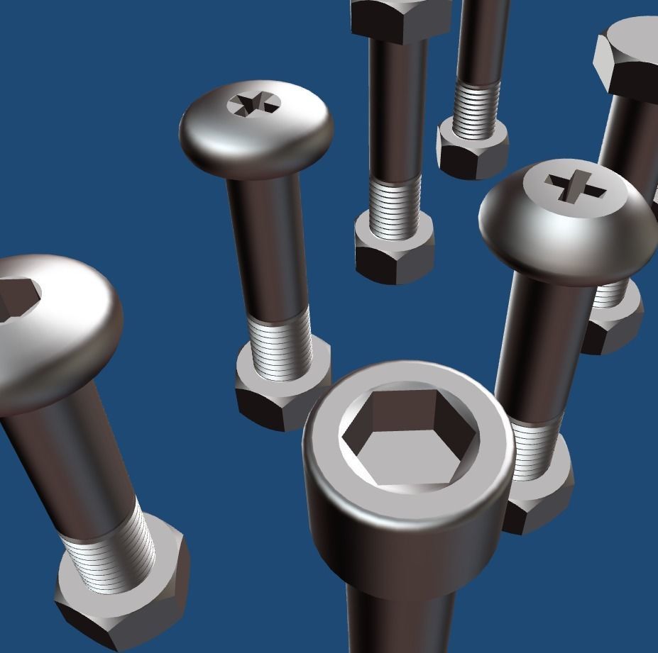 8 Bolts Pack 3D print model_3