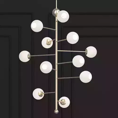 Orbit chandelier with balls hanging from it