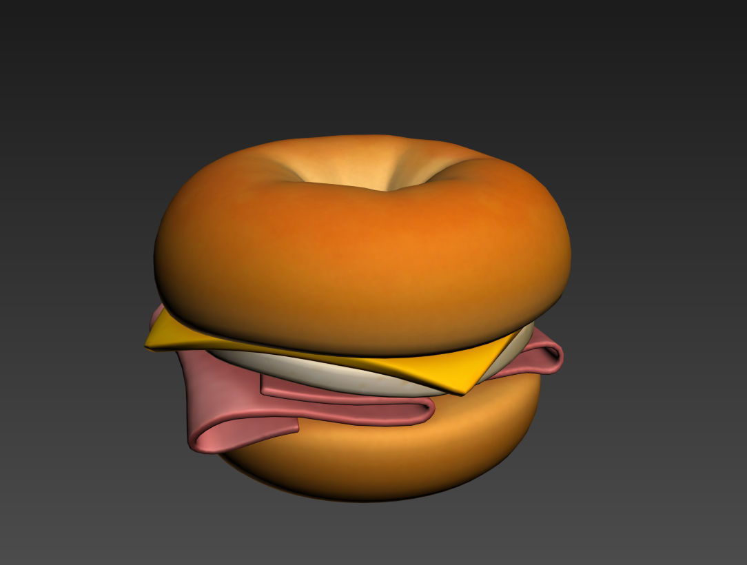 Bagel with cheese and meat 3D model_23