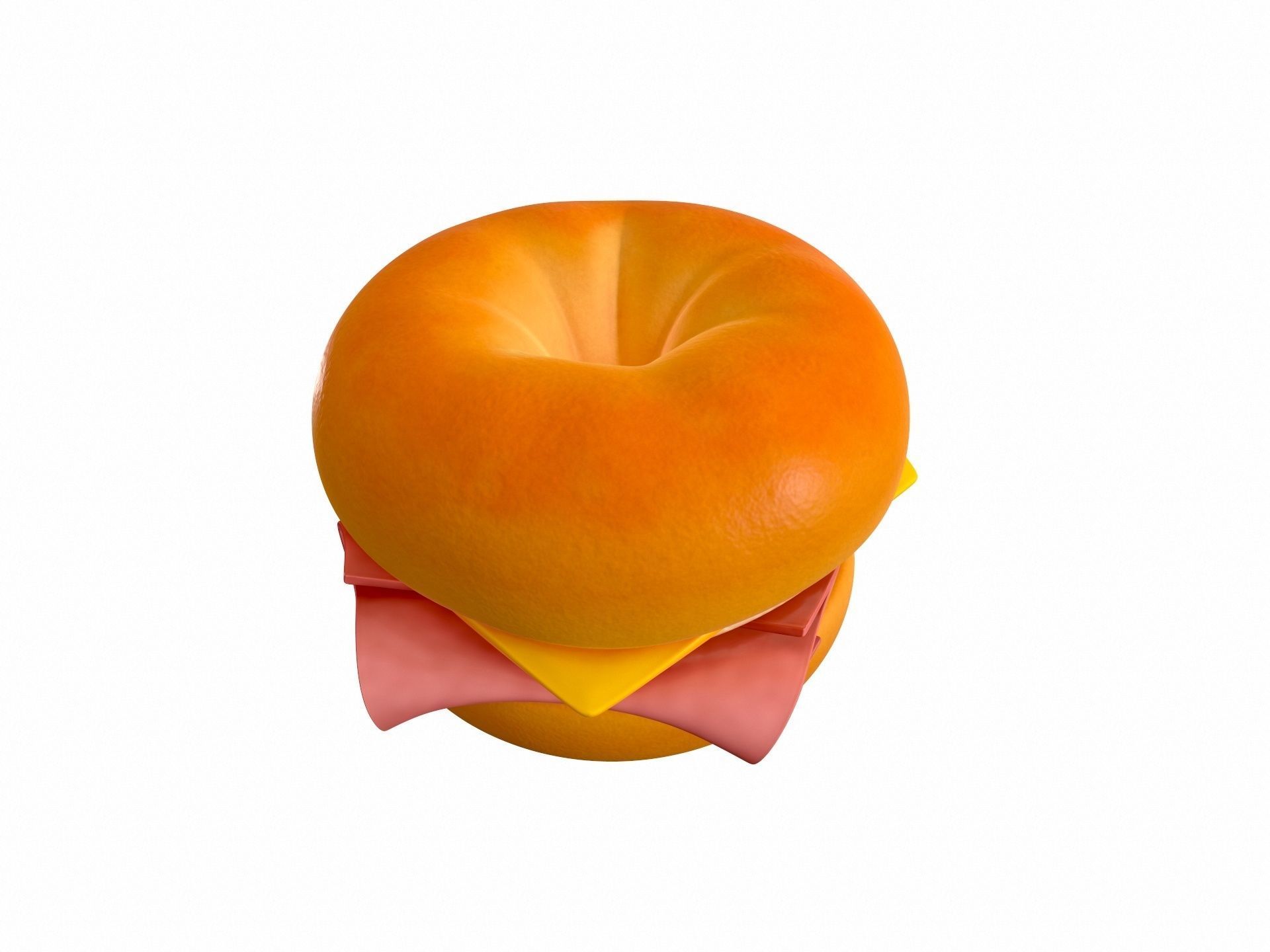 Bagel with cheese and meat 3D model_1