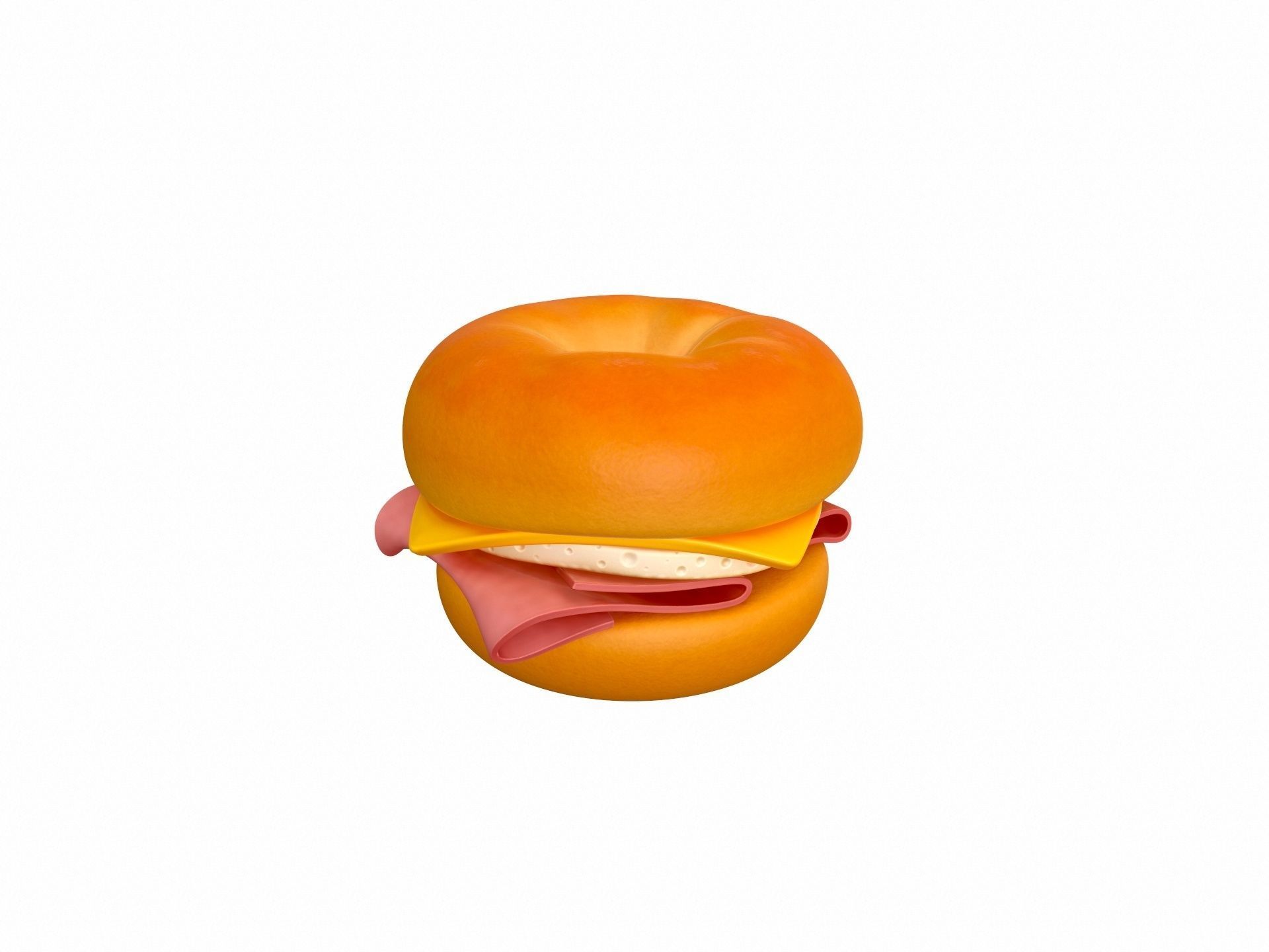 Bagel with cheese and meat 3D model_5