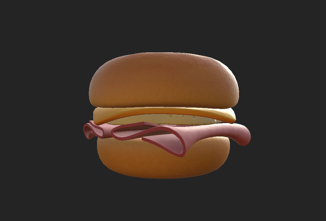 Bagel with cheese and meat 3D model_15