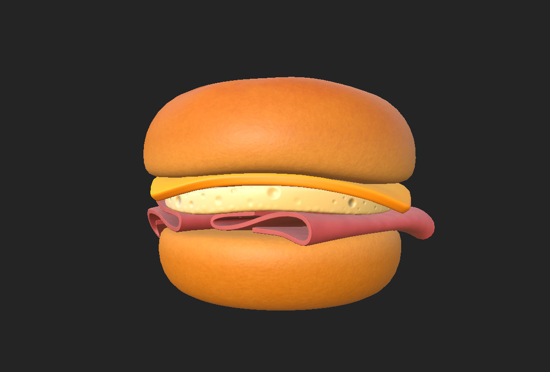 Bagel with cheese and meat 3D model_17
