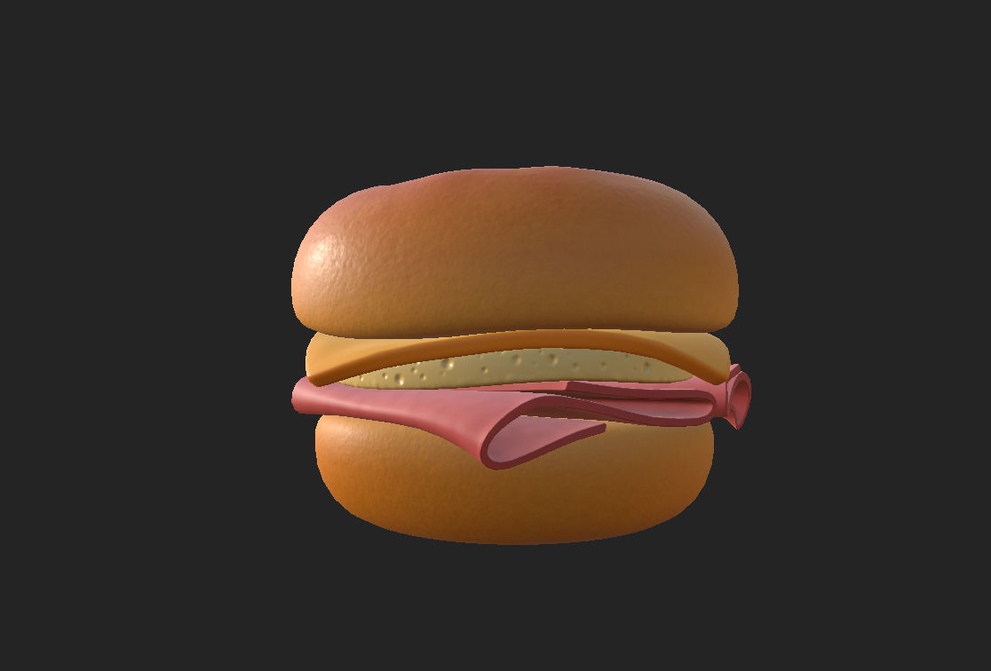 Bagel with cheese and meat 3D model_16