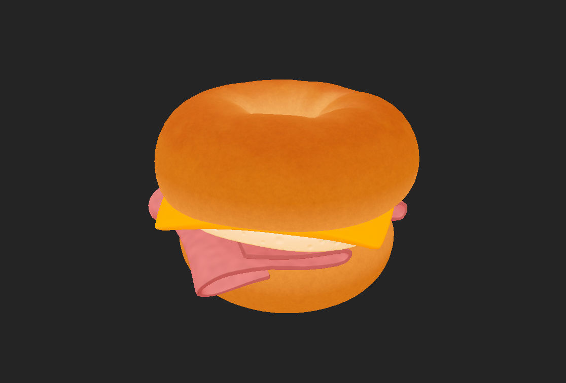 Bagel with cheese and meat 3D model_10