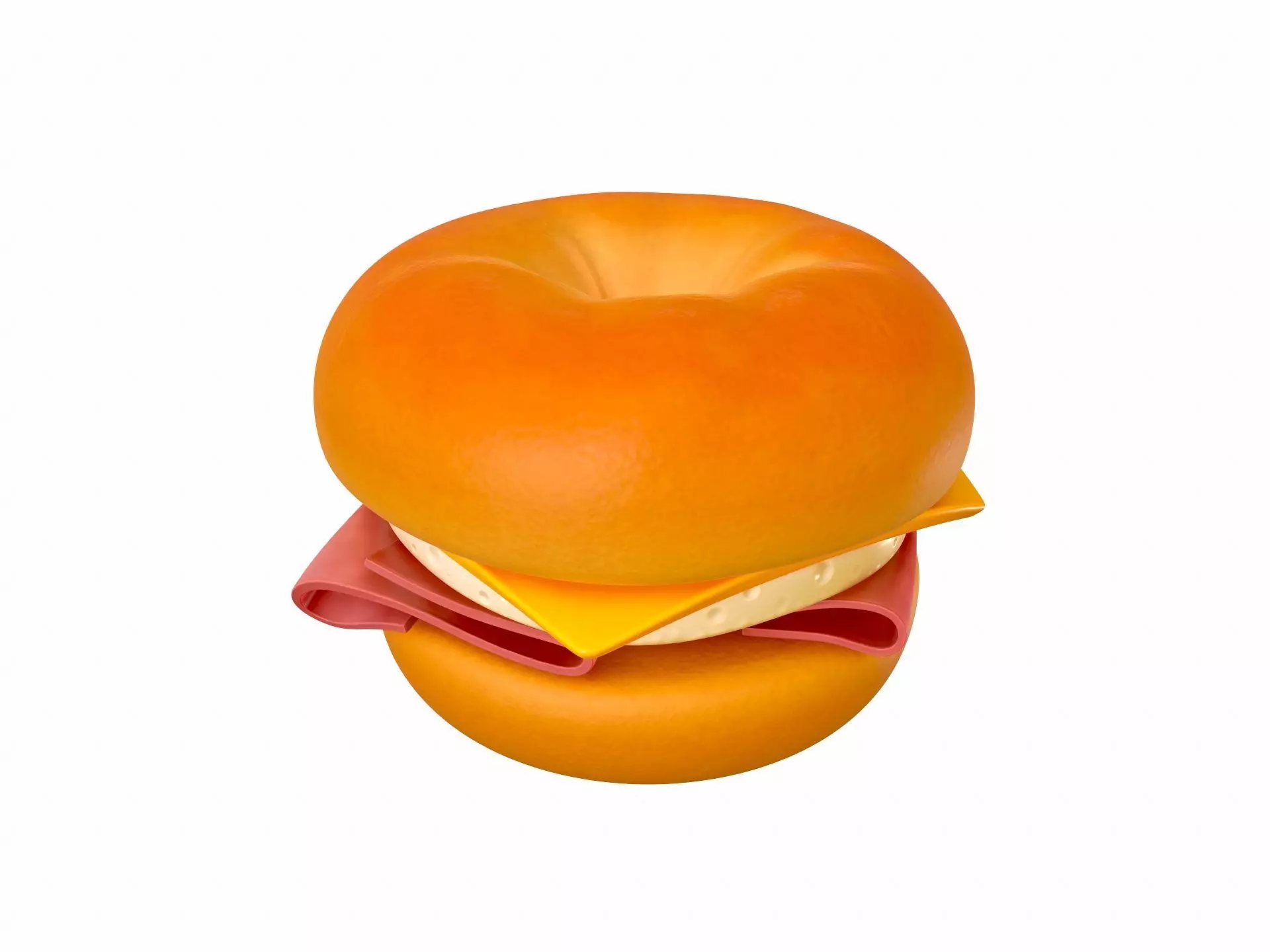 Bagel with cheese and meat 3D model_0