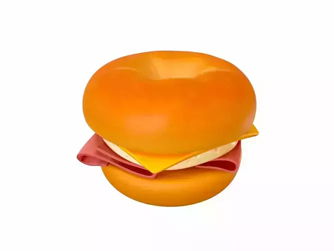 Bagel with cheese and meat 3D model