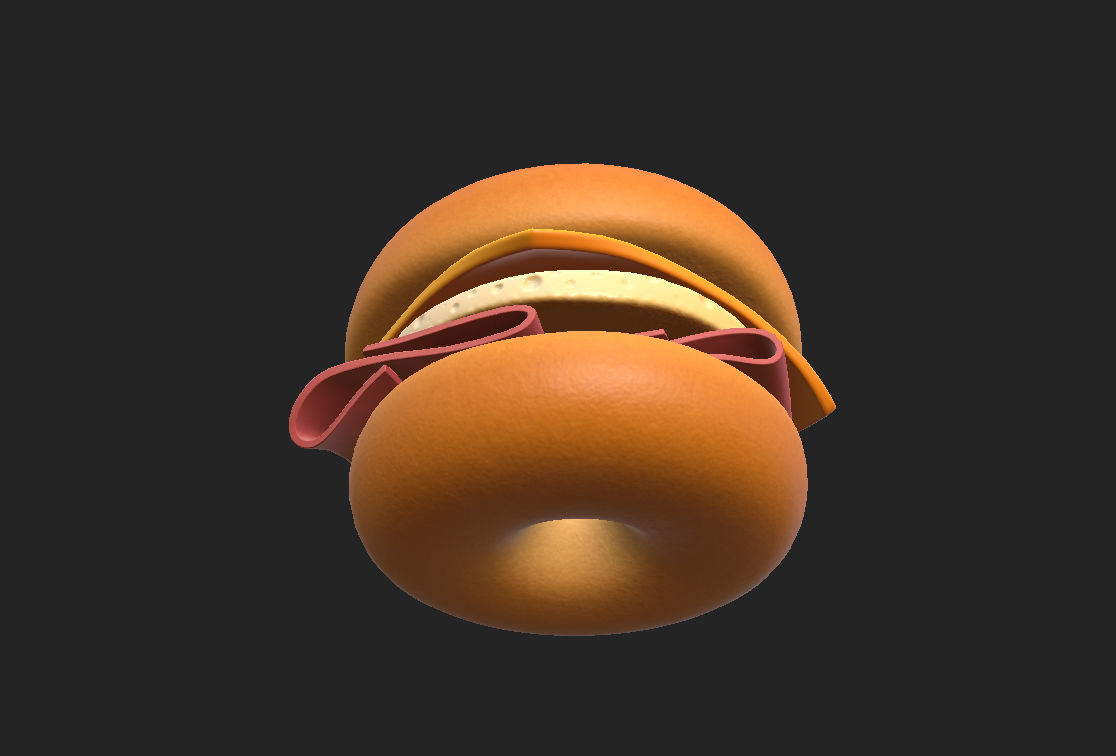 Bagel with cheese and meat 3D model_18