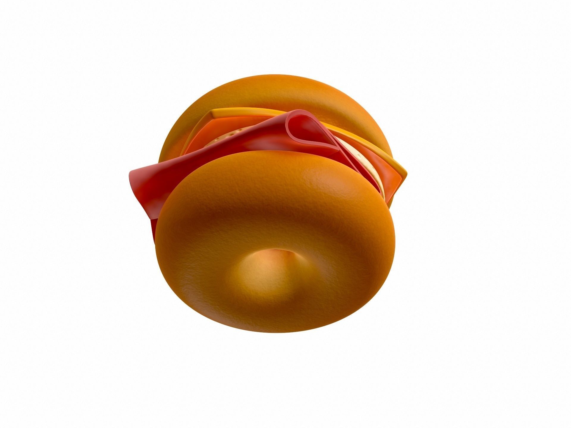 Bagel with cheese and meat 3D model_2