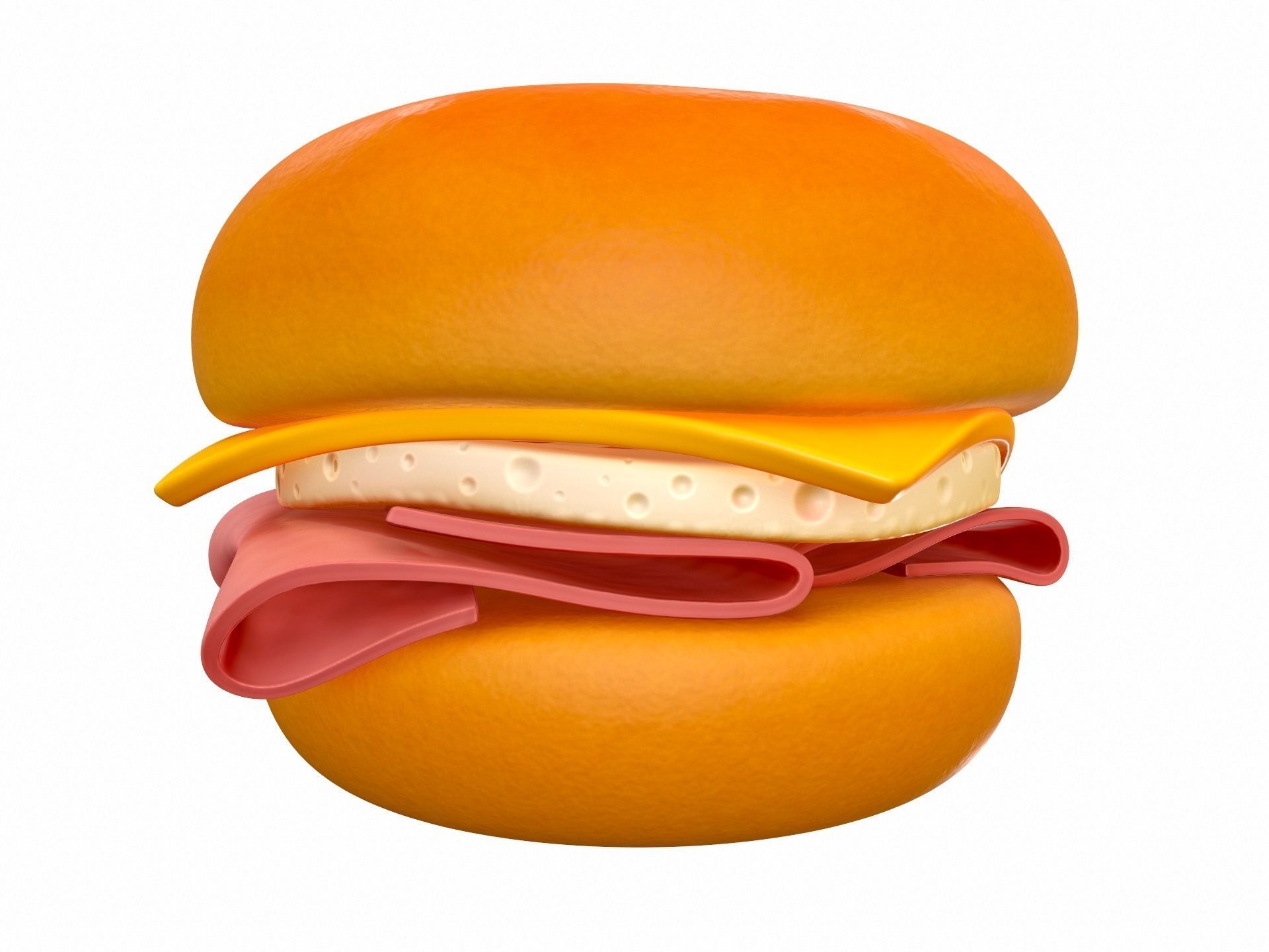 Bagel with cheese and meat 3D model_3