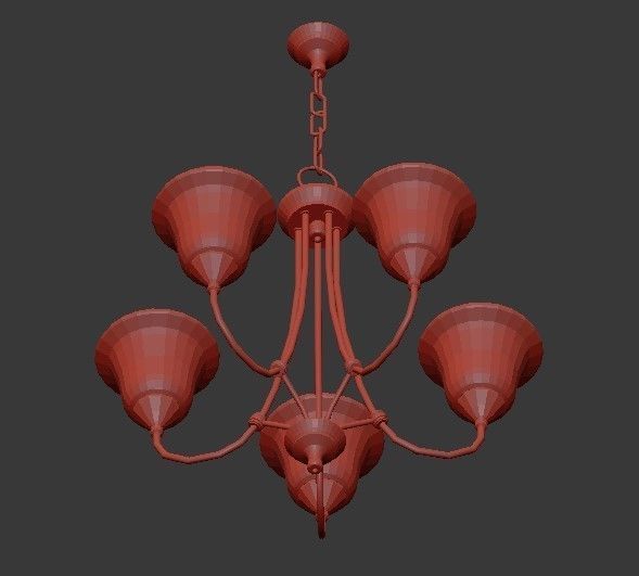 HARMONY five light chandelier with glass shades 3D model_2