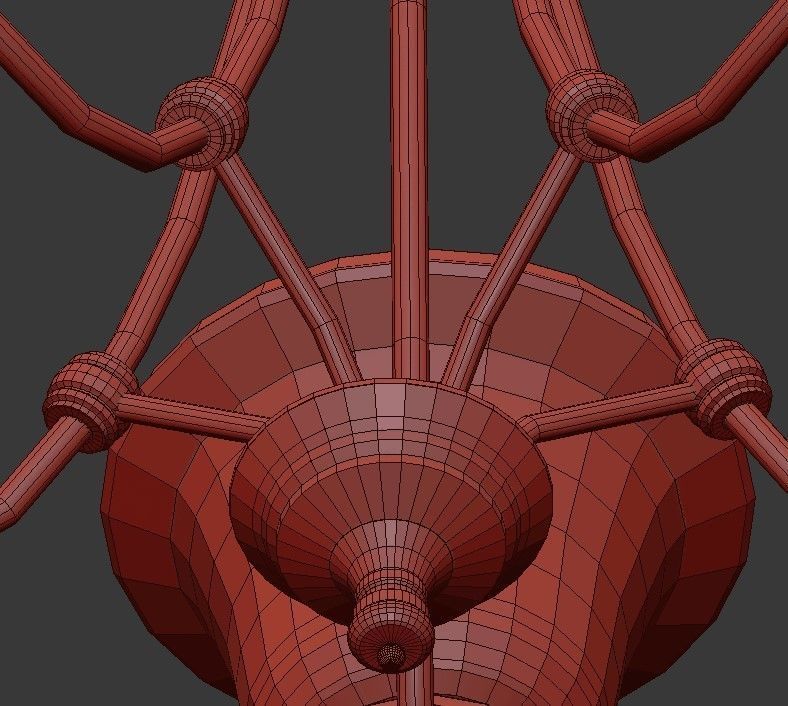 HARMONY five light chandelier with glass shades 3D model_8