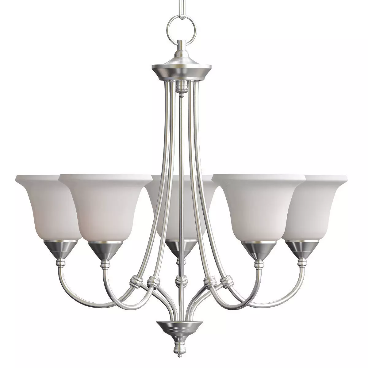 HARMONY five light chandelier with glass shades 3D model_0