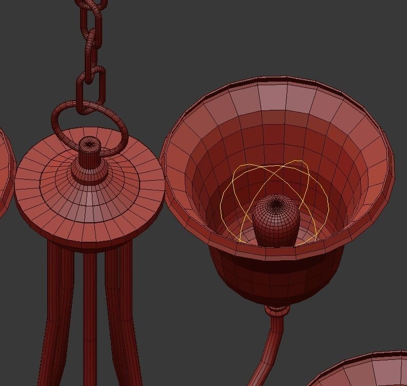 HARMONY five light chandelier with glass shades 3D model_6