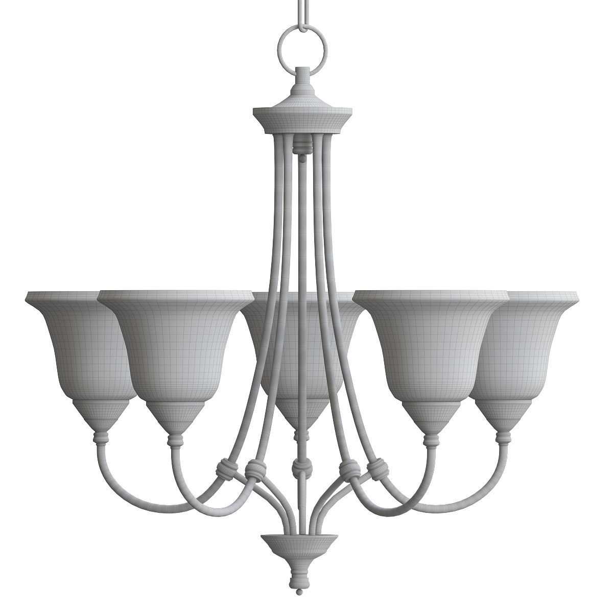 HARMONY five light chandelier with glass shades 3D model_1