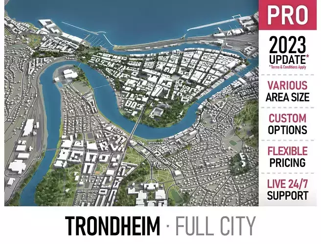 Trondheim Low-poly 3D model