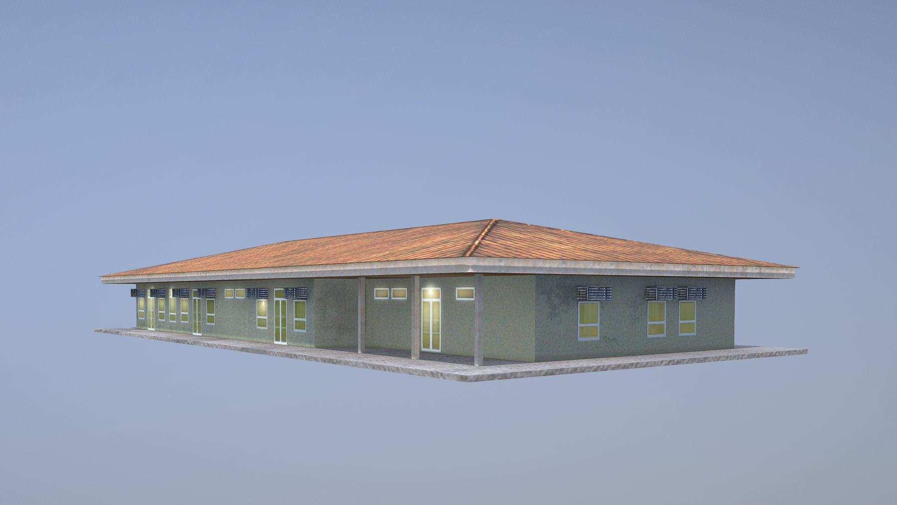 MilitaryBase PortoVelho House 01 Low-poly 3D model_5