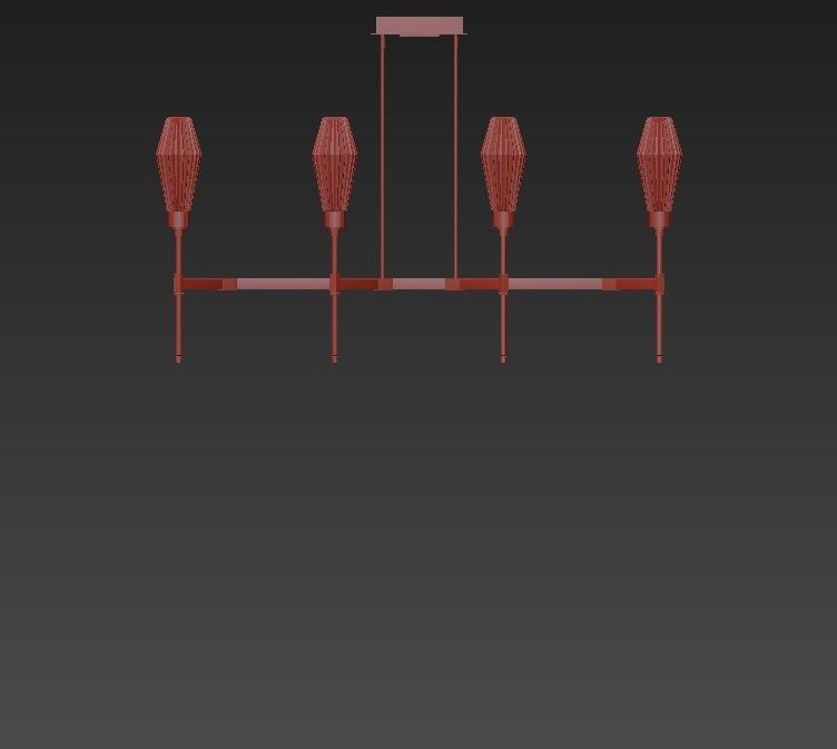 AALTO six light chandelier with glass shades 3D model_3