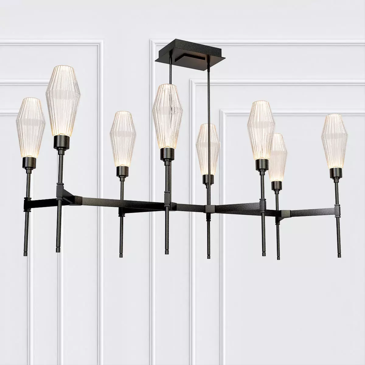 AALTO six light chandelier with glass shades 3D model_0