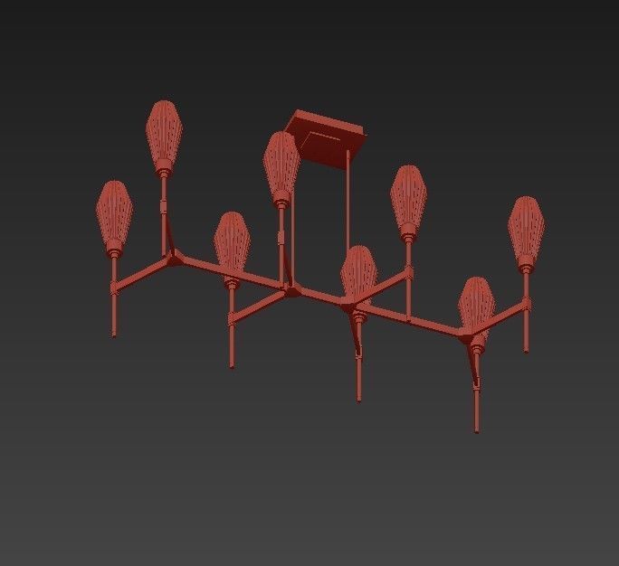 AALTO six light chandelier with glass shades 3D model_5