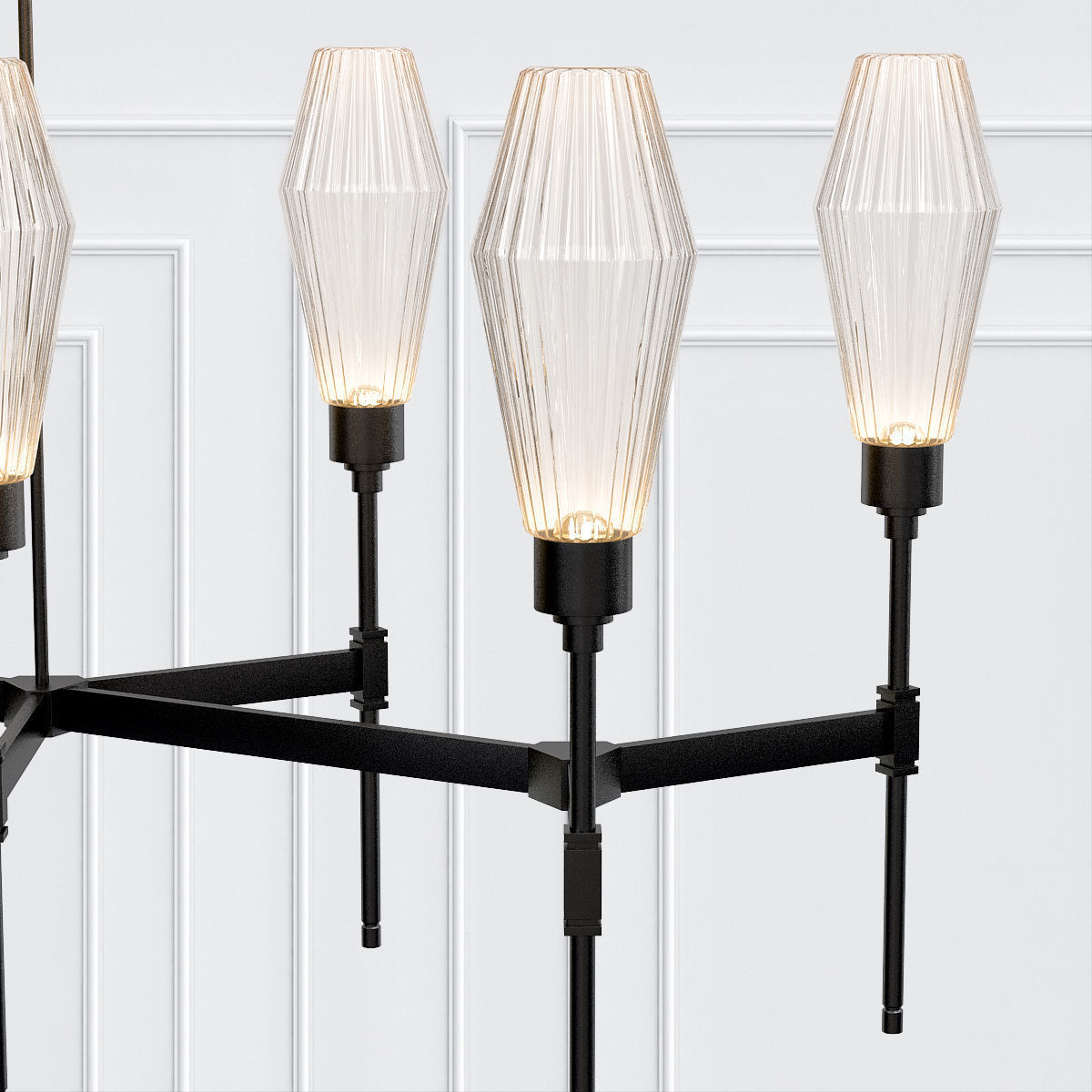 AALTO six light chandelier with glass shades 3D model_1