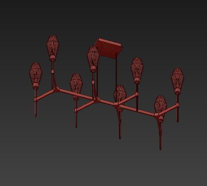 AALTO six light chandelier with glass shades 3D model_4