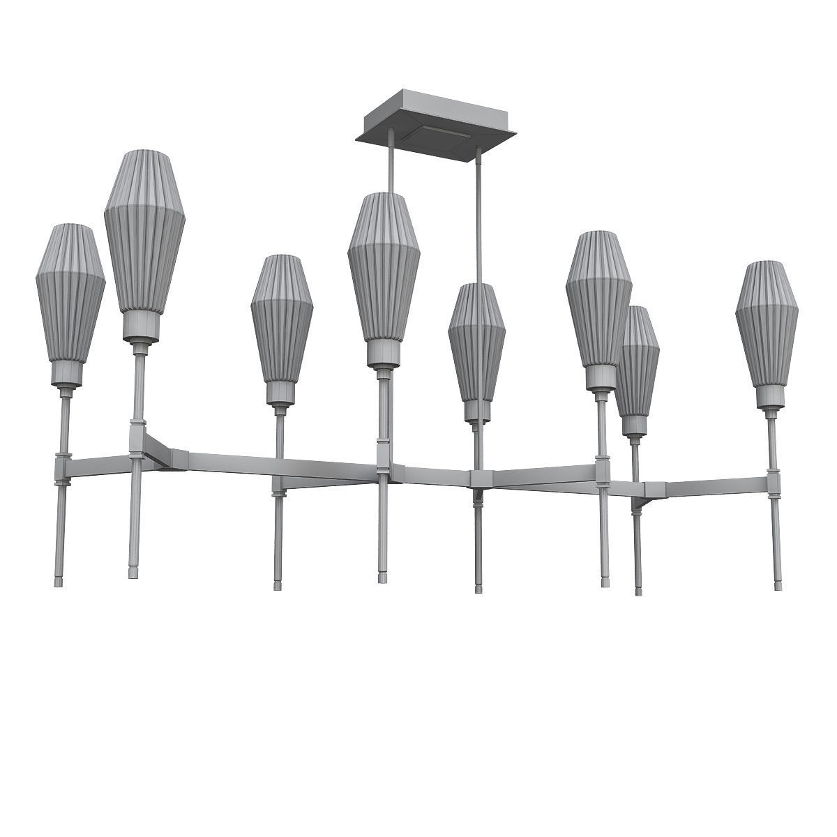 AALTO six light chandelier with glass shades 3D model_2