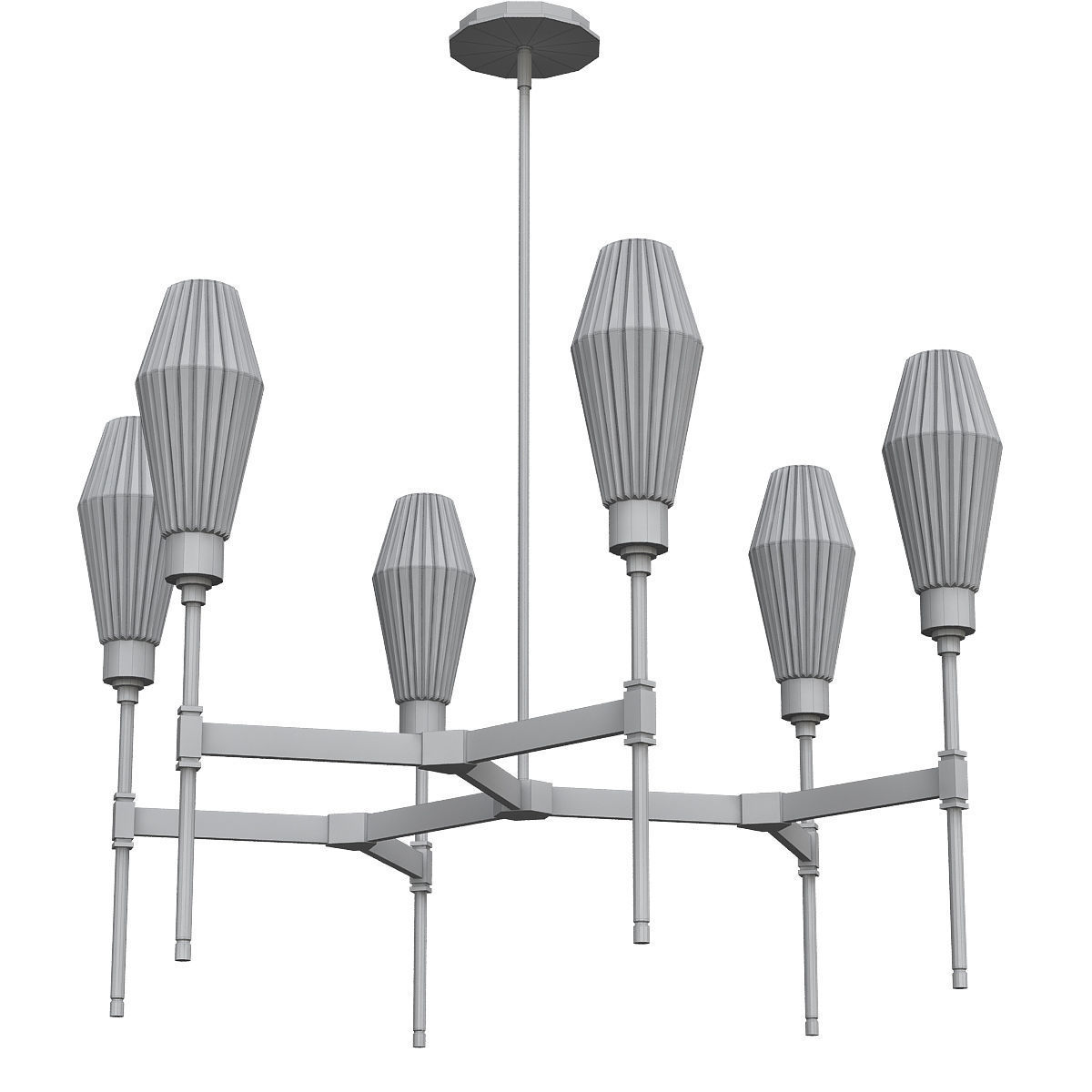 AALTO modern brass chandelier with glass shades 3D model_2