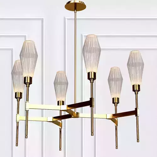 AALTO modern brass chandelier with glass shades