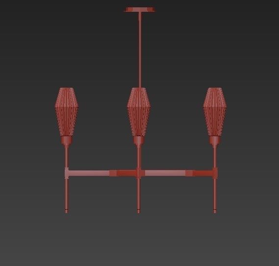 AALTO modern brass chandelier with glass shades 3D model_5