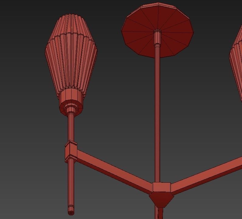 AALTO modern brass chandelier with glass shades 3D model_4