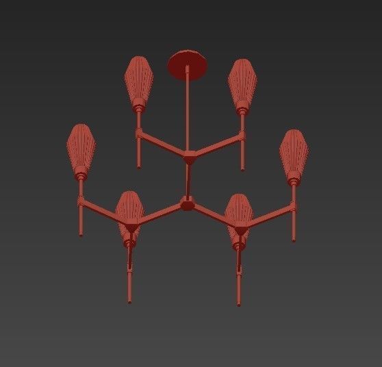 AALTO modern brass chandelier with glass shades 3D model_3