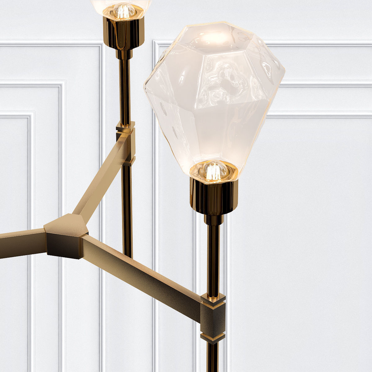 HEDRA modern brass chandelier with glass shades 3D model_1