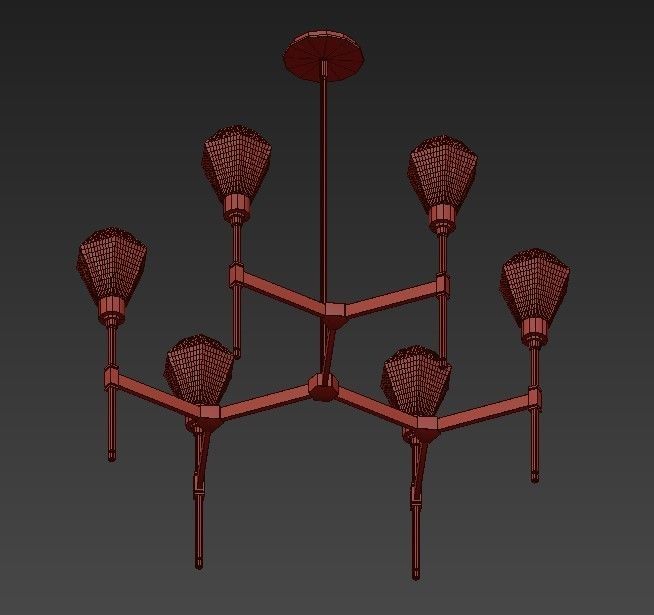 HEDRA modern brass chandelier with glass shades 3D model_8