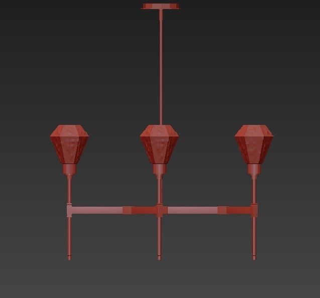 HEDRA modern brass chandelier with glass shades 3D model_4