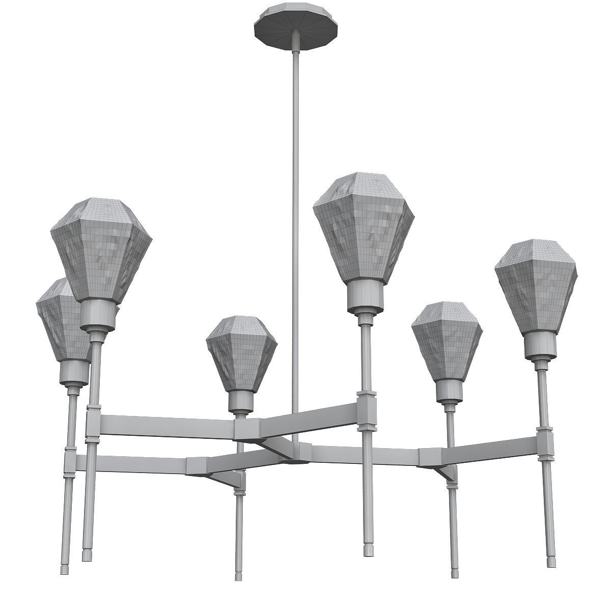 HEDRA modern brass chandelier with glass shades 3D model_2