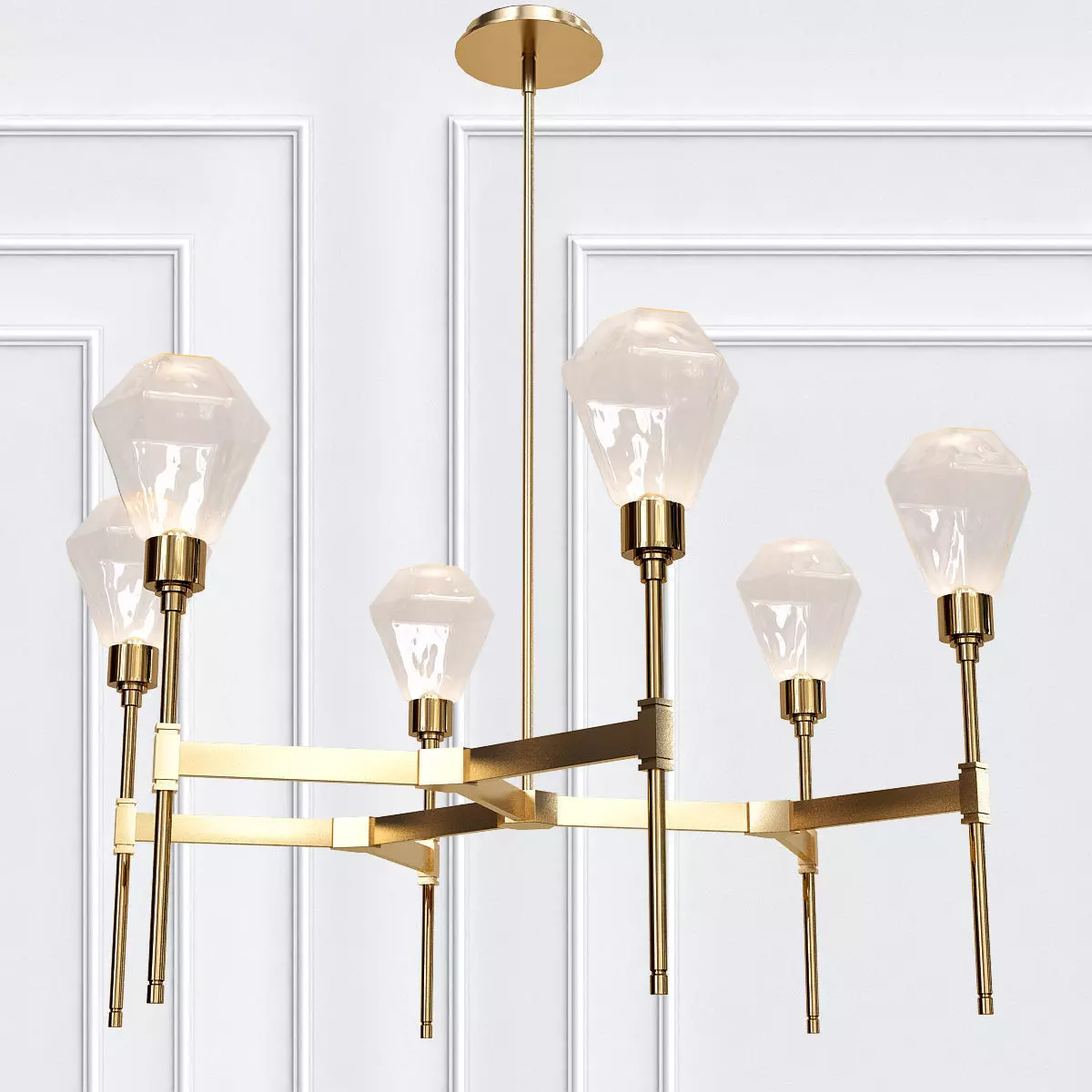 HEDRA modern brass chandelier with glass shades 3D model_0