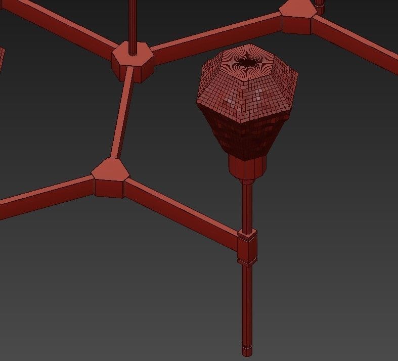 HEDRA modern brass chandelier with glass shades 3D model_7