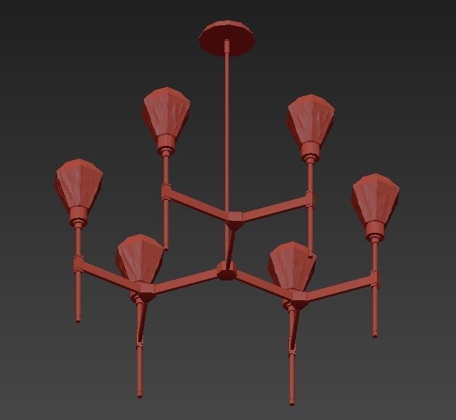 HEDRA modern brass chandelier with glass shades 3D model_3